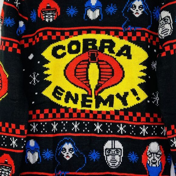 GI Joe Men's Medium Ugly Christmas Sweater Black Cobra Enemy Fair Isle NWT - Picture 2 of 6
